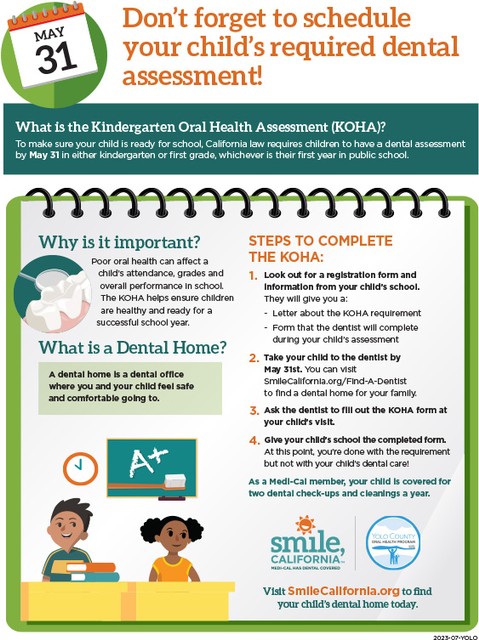 Kindergarten Oral Health Assessment (KOHA) Flyer